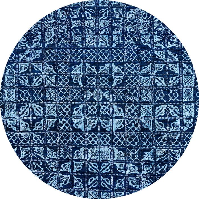 Round Machine Washable Abstract Blue Rug, wshabs4490
