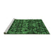 Sideview of Machine Washable Abstract Emerald Green Modern Area Rugs, wshabs4490emgrn