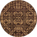 Round Machine Washable Abstract Orange Modern Area Rugs, wshabs4490org