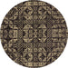 Round Machine Washable Abstract Brown Modern Rug, wshabs4490brn