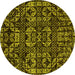 Round Machine Washable Abstract Yellow Modern Rug, wshabs4490yw