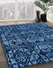 Abstract Blue Modern Rug in Family Room, abs4490