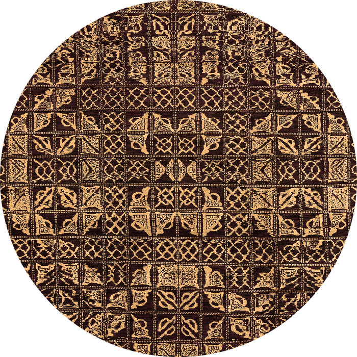 Round Abstract Orange Modern Rug, abs4490org