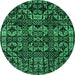 Round Abstract Green Modern Rug, abs4490grn