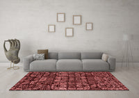 Machine Washable Abstract Red Modern Rug, wshabs4490red