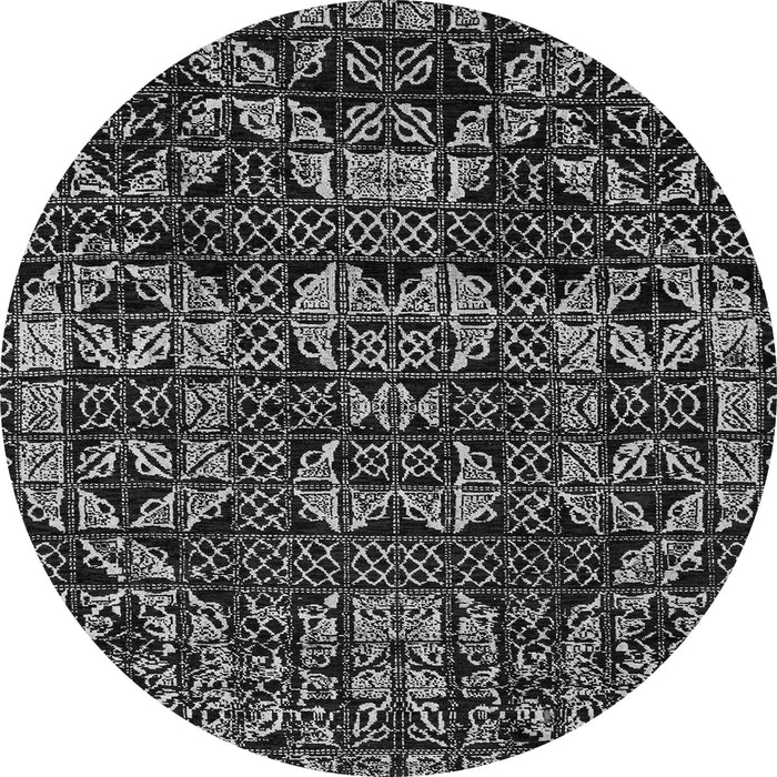 Round Abstract Gray Modern Rug, abs4490gry