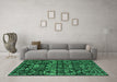 Machine Washable Abstract Green Modern Area Rugs in a Living Room,, wshabs4490grn