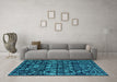 Machine Washable Abstract Turquoise Modern Area Rugs in a Living Room,, wshabs4490turq