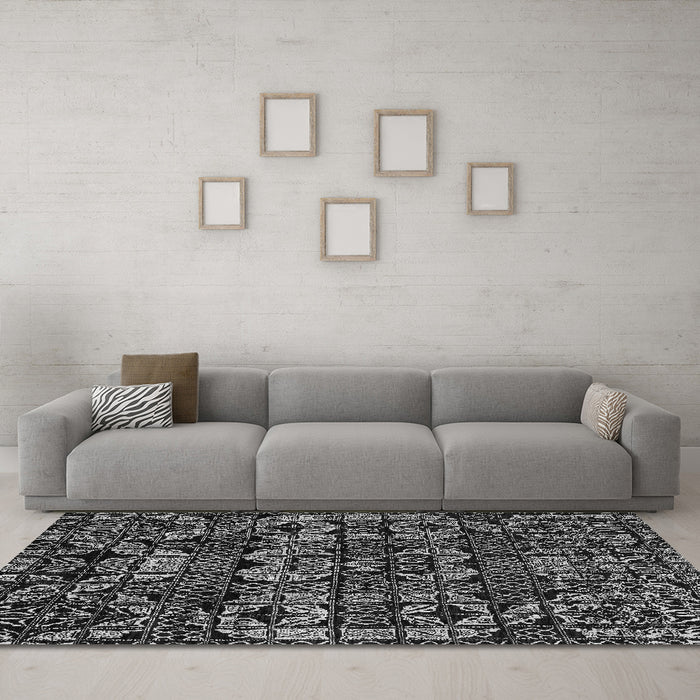Machine Washable Abstract Gray Modern Rug in a Living Room,, wshabs4490gry