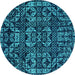 Round Abstract Turquoise Modern Rug, abs4490turq