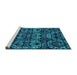 Sideview of Machine Washable Abstract Turquoise Modern Area Rugs, wshabs4490turq