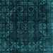 Square Machine Washable Abstract Turquoise Modern Area Rugs, wshabs4491turq