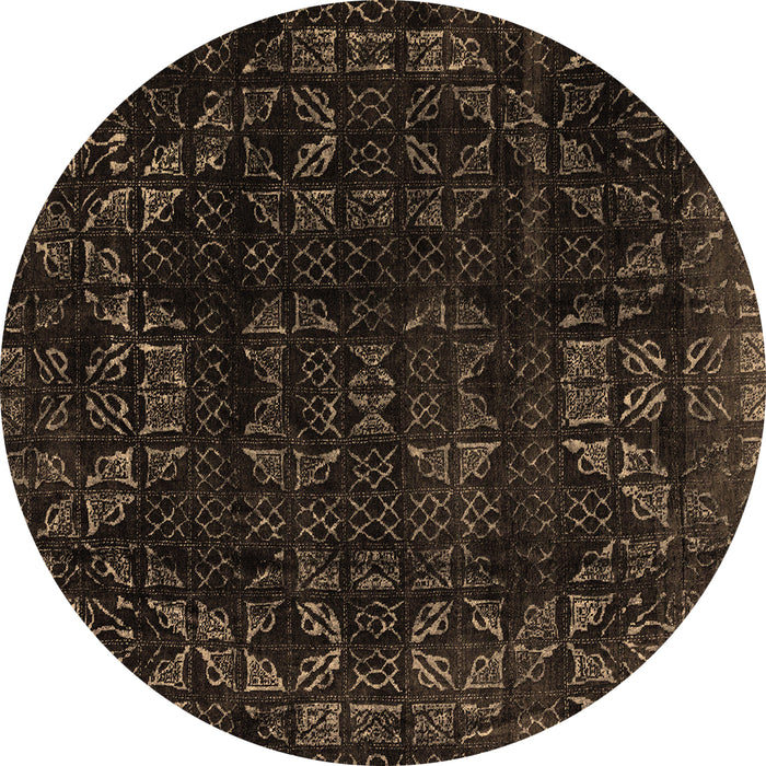Round Machine Washable Abstract Brown Modern Rug, wshabs4491brn