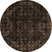 Round Machine Washable Abstract Brown Modern Rug, wshabs4491brn