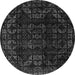 Round Machine Washable Abstract Gray Modern Rug, wshabs4491gry