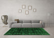 Machine Washable Abstract Green Modern Area Rugs in a Living Room,, wshabs4491grn