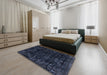 Abstract Blue Modern Rug in a Bedroom, abs4491