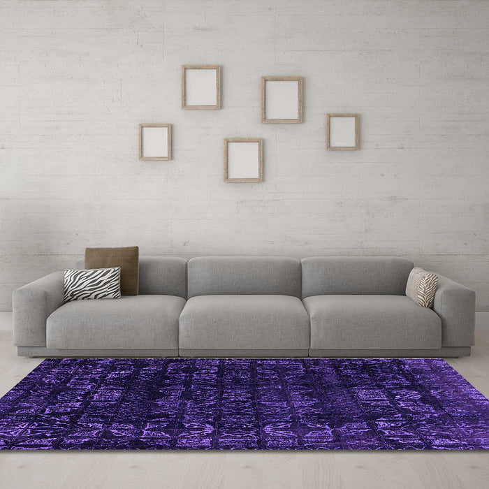 Machine Washable Abstract Purple Modern Area Rugs in a Living Room, wshabs4491pur