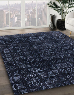 Machine Washable Abstract Night Blue Rug in a Family Room, wshabs4491