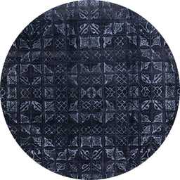 Round Machine Washable Abstract Night Blue Rug, wshabs4491