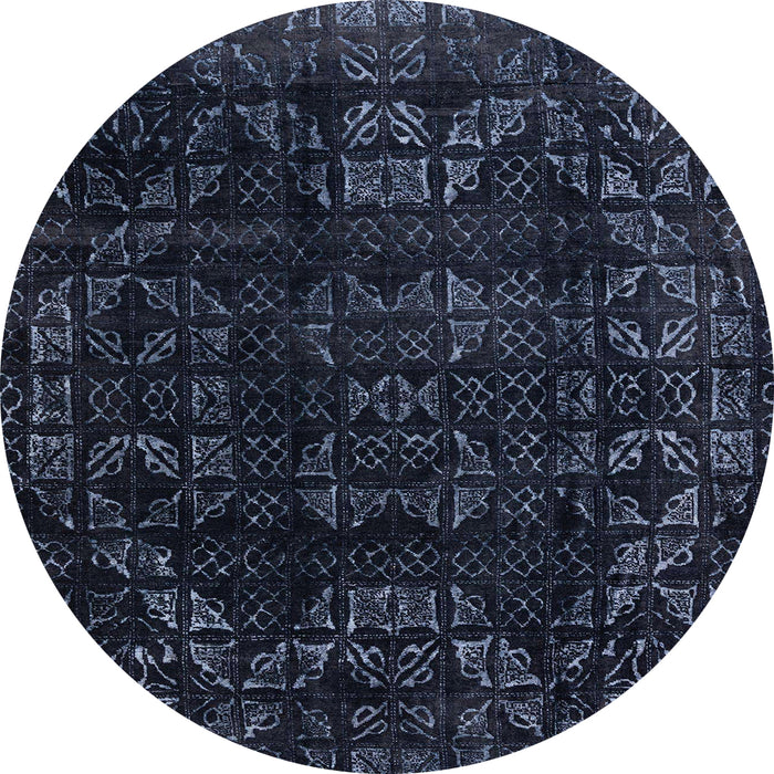 Round Machine Washable Abstract Night Blue Rug, wshabs4491