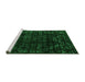 Sideview of Machine Washable Abstract Green Modern Area Rugs, wshabs4491grn