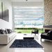 Square Abstract Blue Modern Rug in a Living Room, abs4491