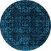 Round Machine Washable Abstract Light Blue Modern Rug, wshabs4491lblu