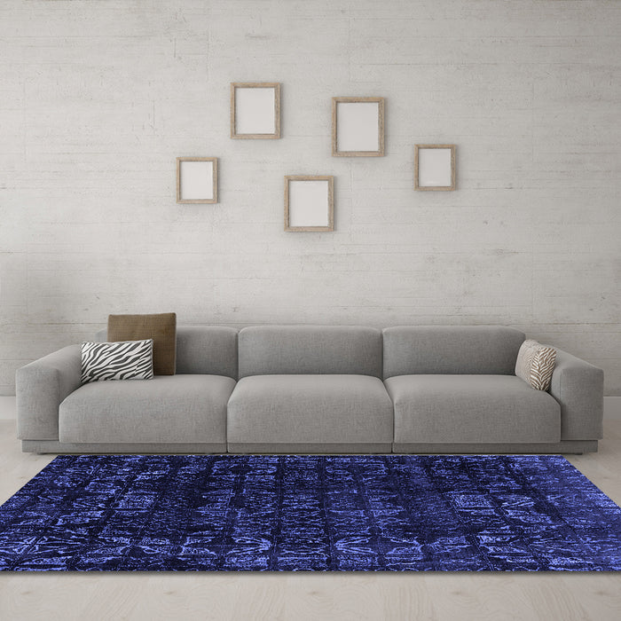 Machine Washable Abstract Blue Modern Rug in a Living Room, wshabs4491blu