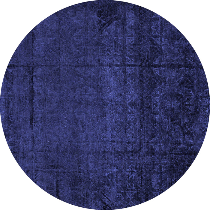 Round Abstract Blue Modern Rug, abs4492blu