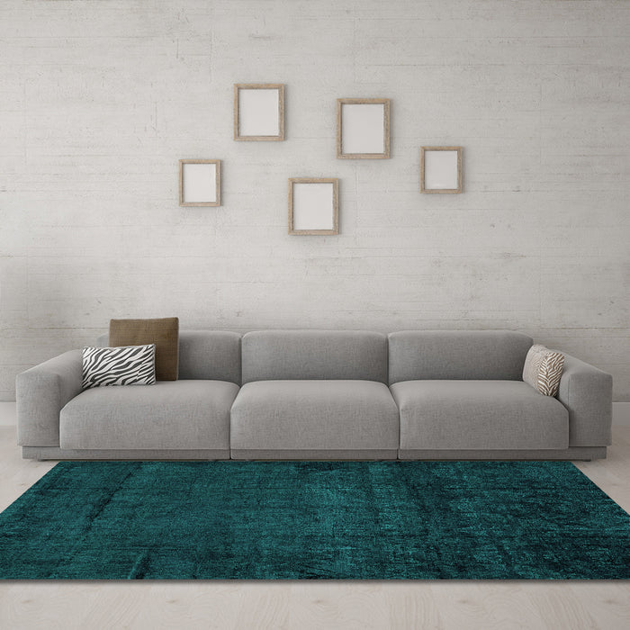Machine Washable Abstract Turquoise Modern Area Rugs in a Living Room,, wshabs4492turq