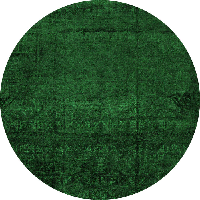 Round Machine Washable Abstract Green Modern Area Rugs, wshabs4492grn
