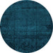 Round Machine Washable Abstract Light Blue Modern Rug, wshabs4492lblu