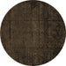 Round Abstract Brown Modern Rug, abs4492brn