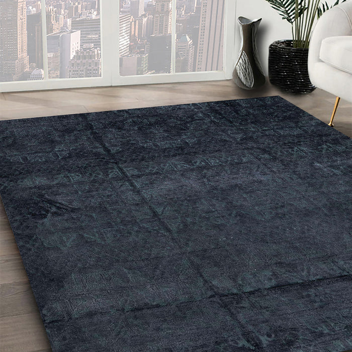 Abstract Dark Slate Gray Green Modern Rug in Family Room, abs4492
