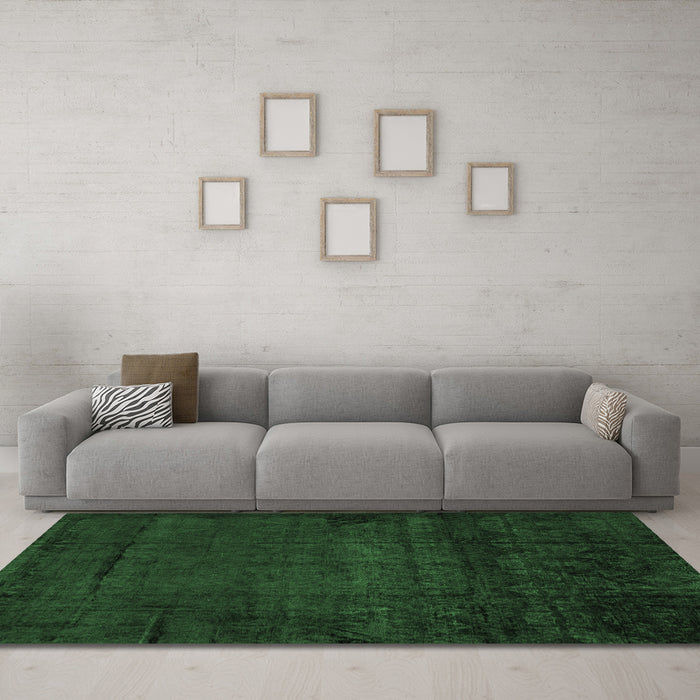 Machine Washable Abstract Emerald Green Modern Area Rugs in a Living Room,, wshabs4492emgrn