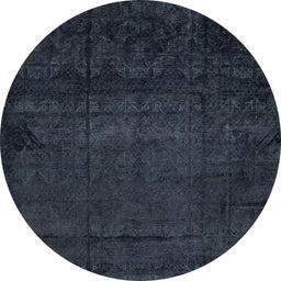 Round Abstract Dark Slate Gray Green Modern Rug, abs4492