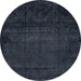 Round Abstract Dark Slate Gray Green Modern Rug, abs4492