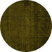 Round Abstract Yellow Modern Rug, abs4492yw