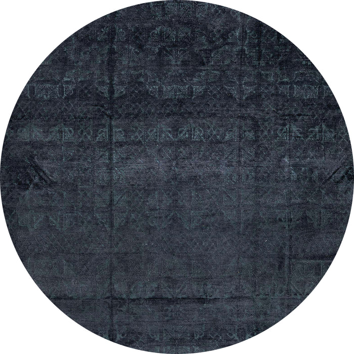 Round Machine Washable Abstract Dark Slate Gray Green Rug, wshabs4492