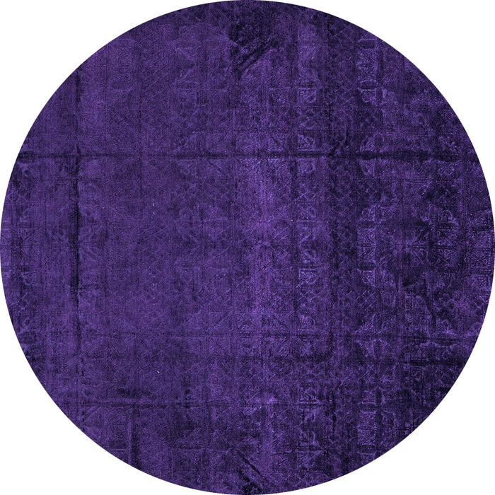 Round Machine Washable Abstract Purple Modern Area Rugs, wshabs4492pur