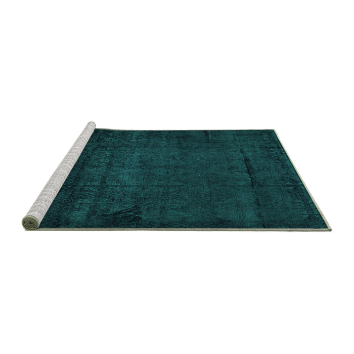 Sideview of Machine Washable Abstract Turquoise Modern Area Rugs, wshabs4492turq