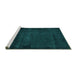 Sideview of Machine Washable Abstract Turquoise Modern Area Rugs, wshabs4492turq