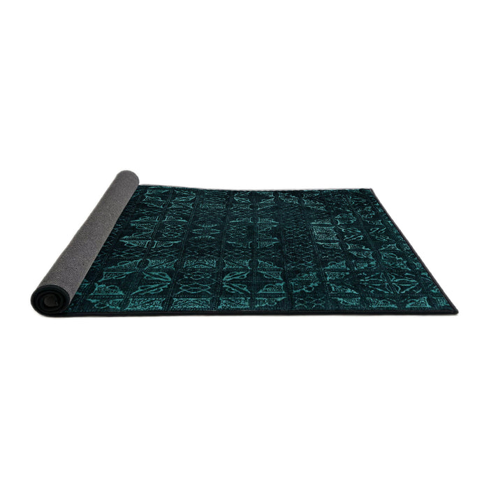 Sideview of Abstract Teal Green Modern Rug, abs4493