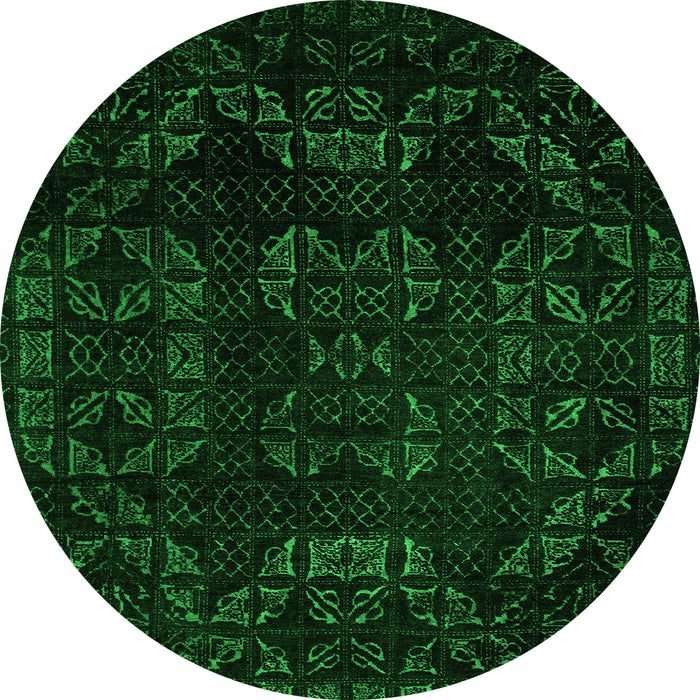 Round Abstract Green Modern Rug, abs4493grn