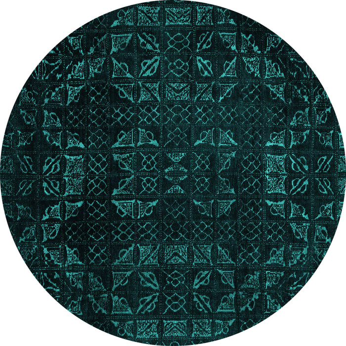 Round Abstract Turquoise Modern Rug, abs4493turq