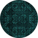 Round Abstract Turquoise Modern Rug, abs4493turq