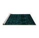 Sideview of Machine Washable Abstract Turquoise Modern Area Rugs, wshabs4493turq