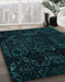 Machine Washable Abstract Medium Teal Green Rug in a Family Room, wshabs4493