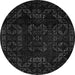 Round Machine Washable Abstract Gray Modern Rug, wshabs4493gry